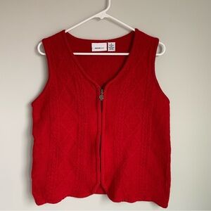 Parisian Works Boiled Wool Cable Knit Red Vest
